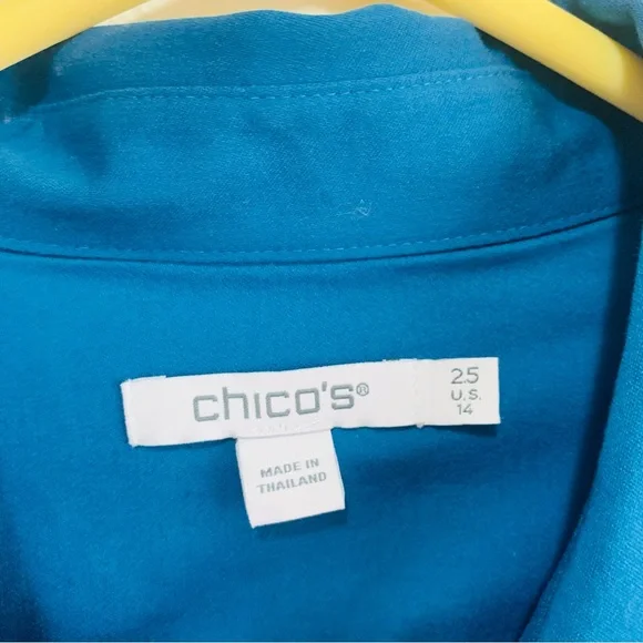 Chicos No Iron Shirt Dress in blue size 2.5 or 14 - Picture 2 of 7